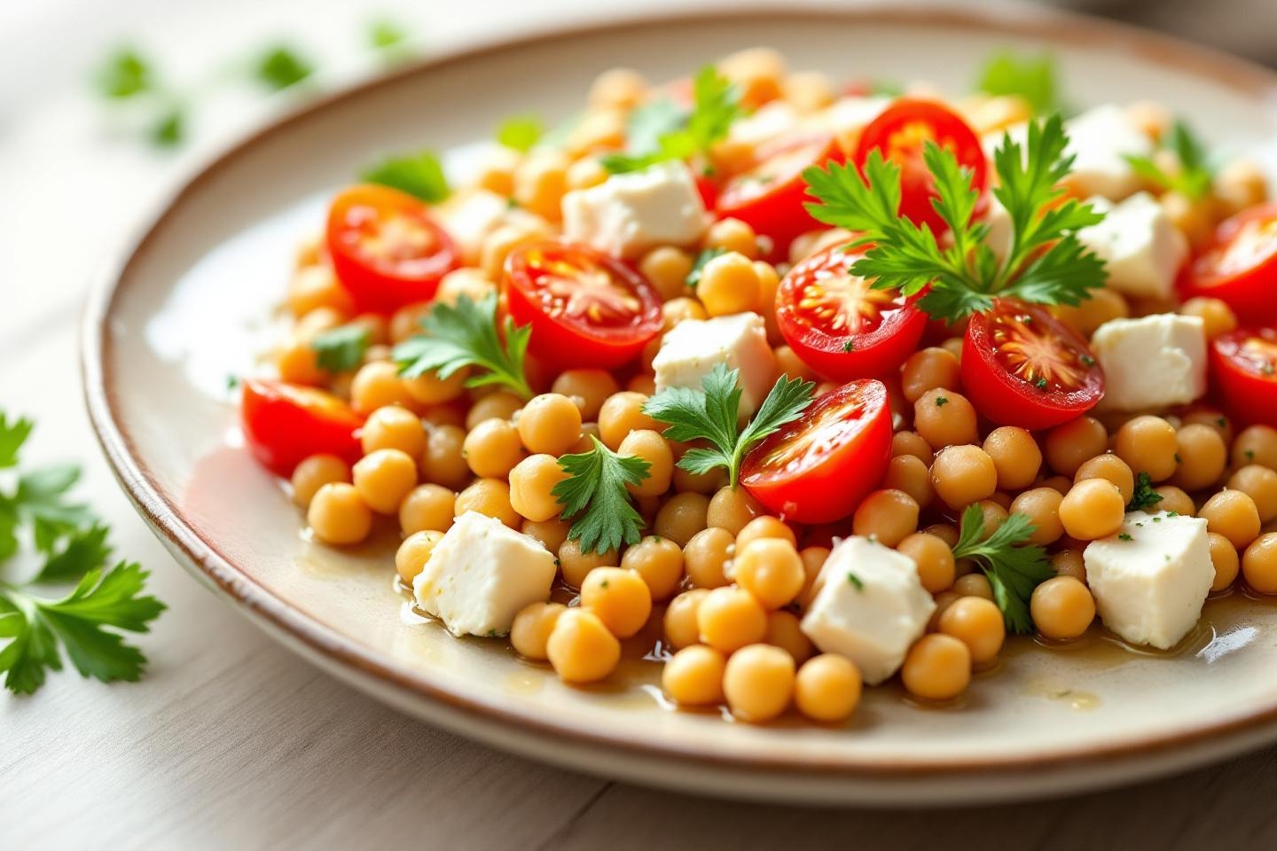 Prête en 15 minutes, cette salade complète pois chiches-feta-tomates est le plat réconfortant, frais et ultra-digeste qui vous dépannera cet été