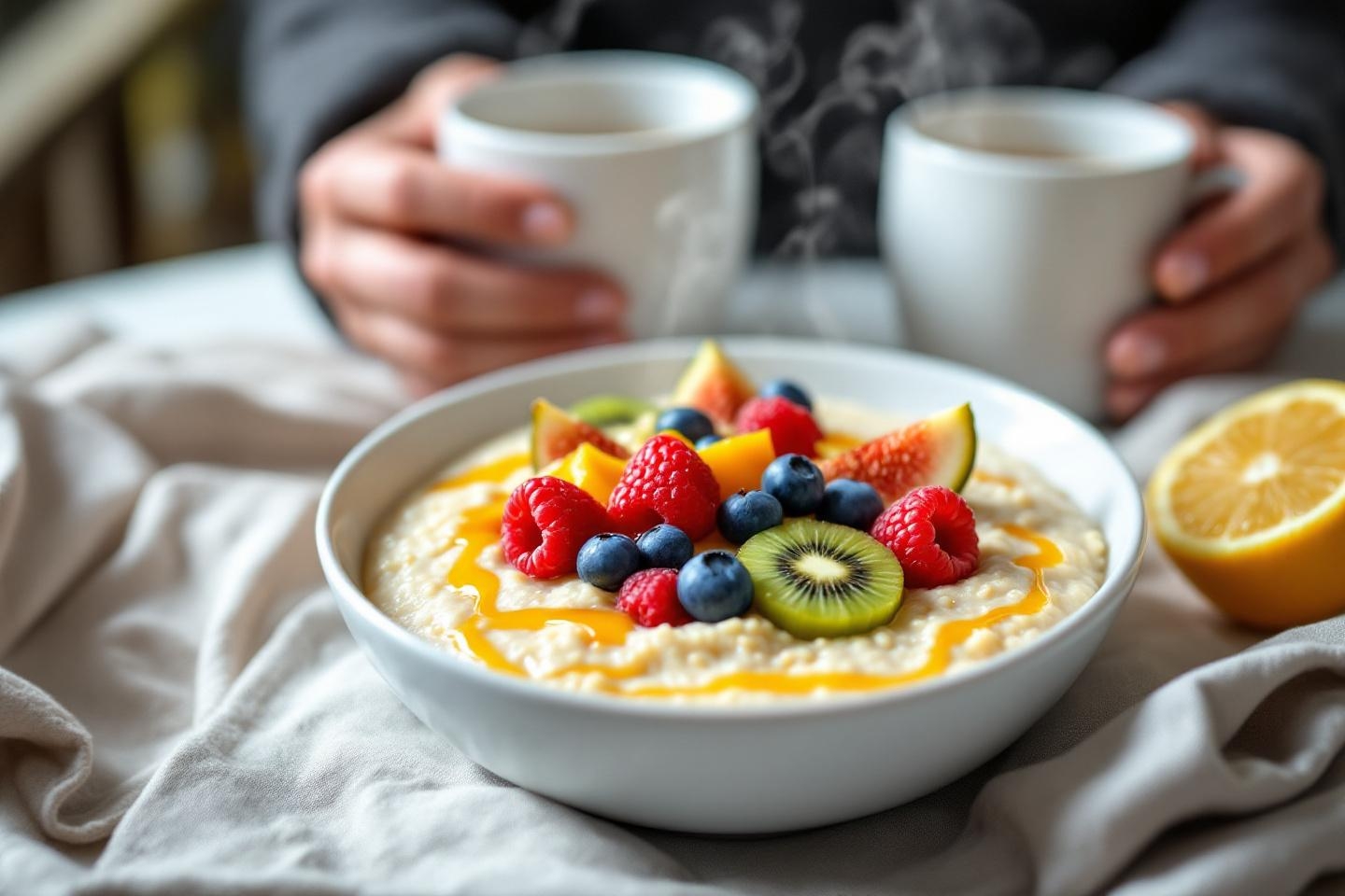 Démarrez la journée en douceur avec ce porridge express à la semoule et fruits frais, parfait pour futurs ou jeunes parents gourmands !