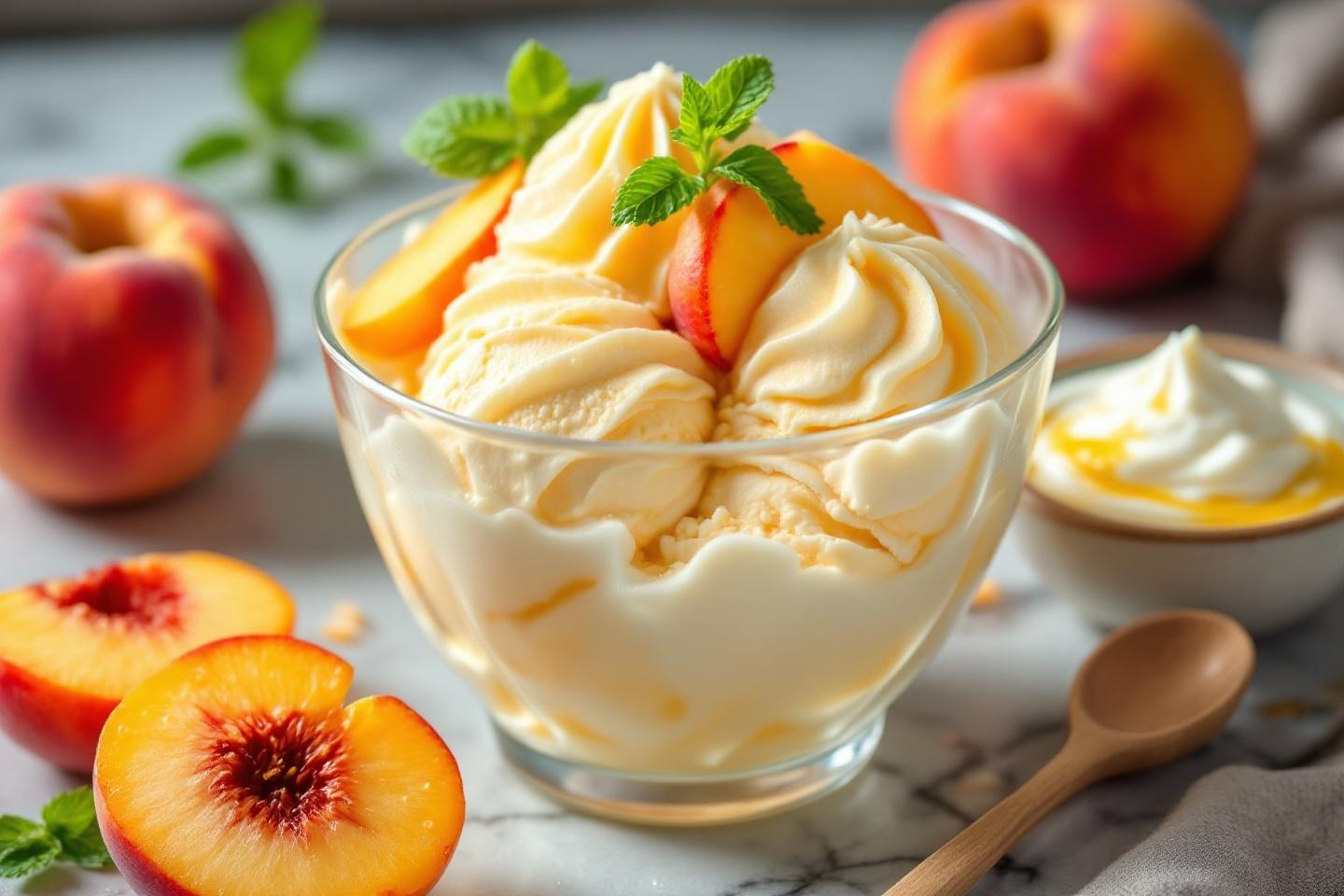 Fraîcheur assurée sans culpabilité avec cette glace minute pêche-yaourt sans sorbetière ultra bonne !