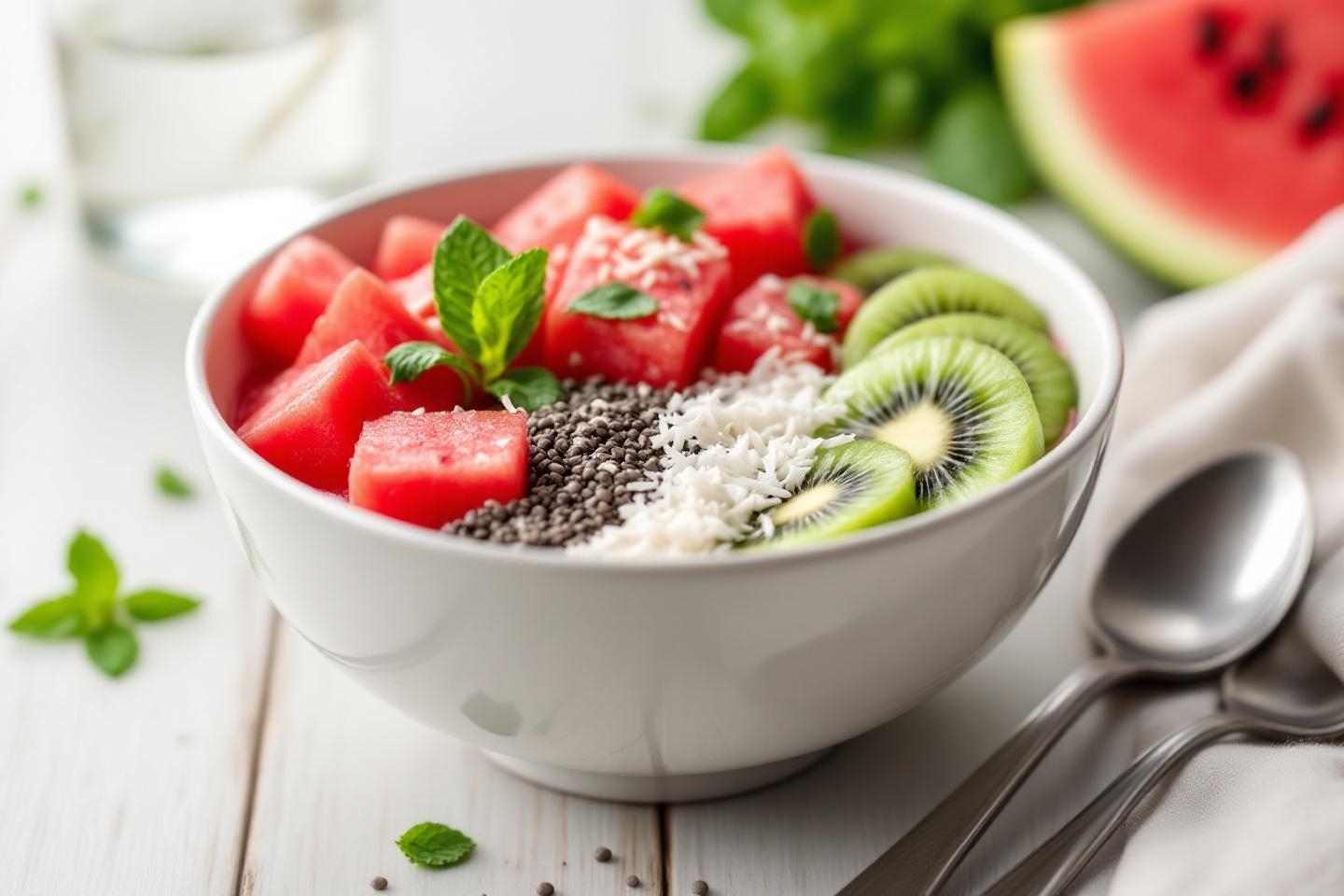 Fraîcheur et douceur au réveil : le smoothie bowl pastèque-menthe sans sucre qui régale les futures mamans et jeunes parents pressés