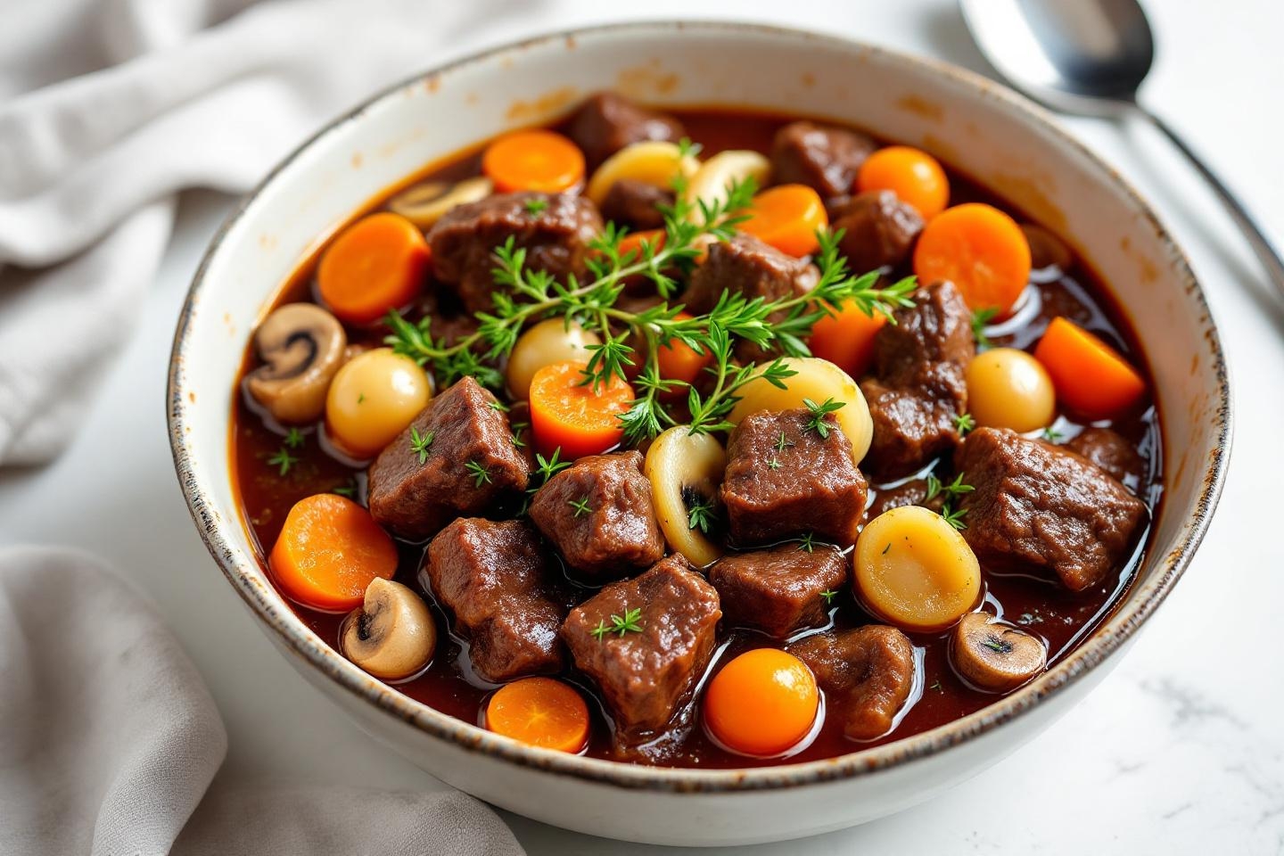 Bœuf bourguignon simplifié, prêt en un rien de temps : le plat réconfortant idéal pour les jeunes parents pressés