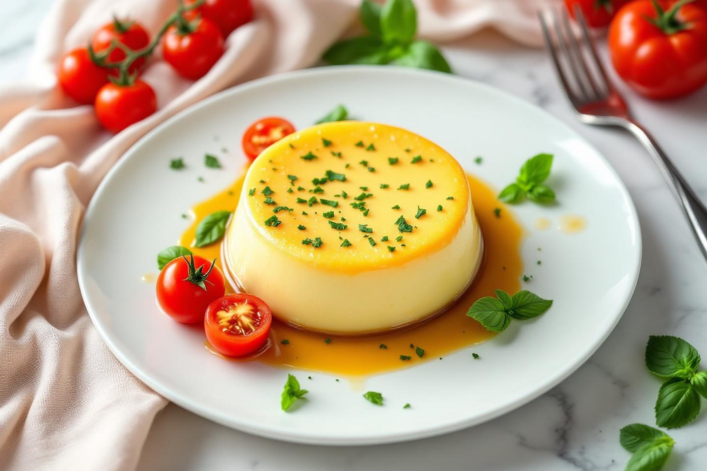 La recette douce et légère du flan tomate-basilic (prête en 20 minutes et parfaite pour un dîner tout en fraîcheur !)
