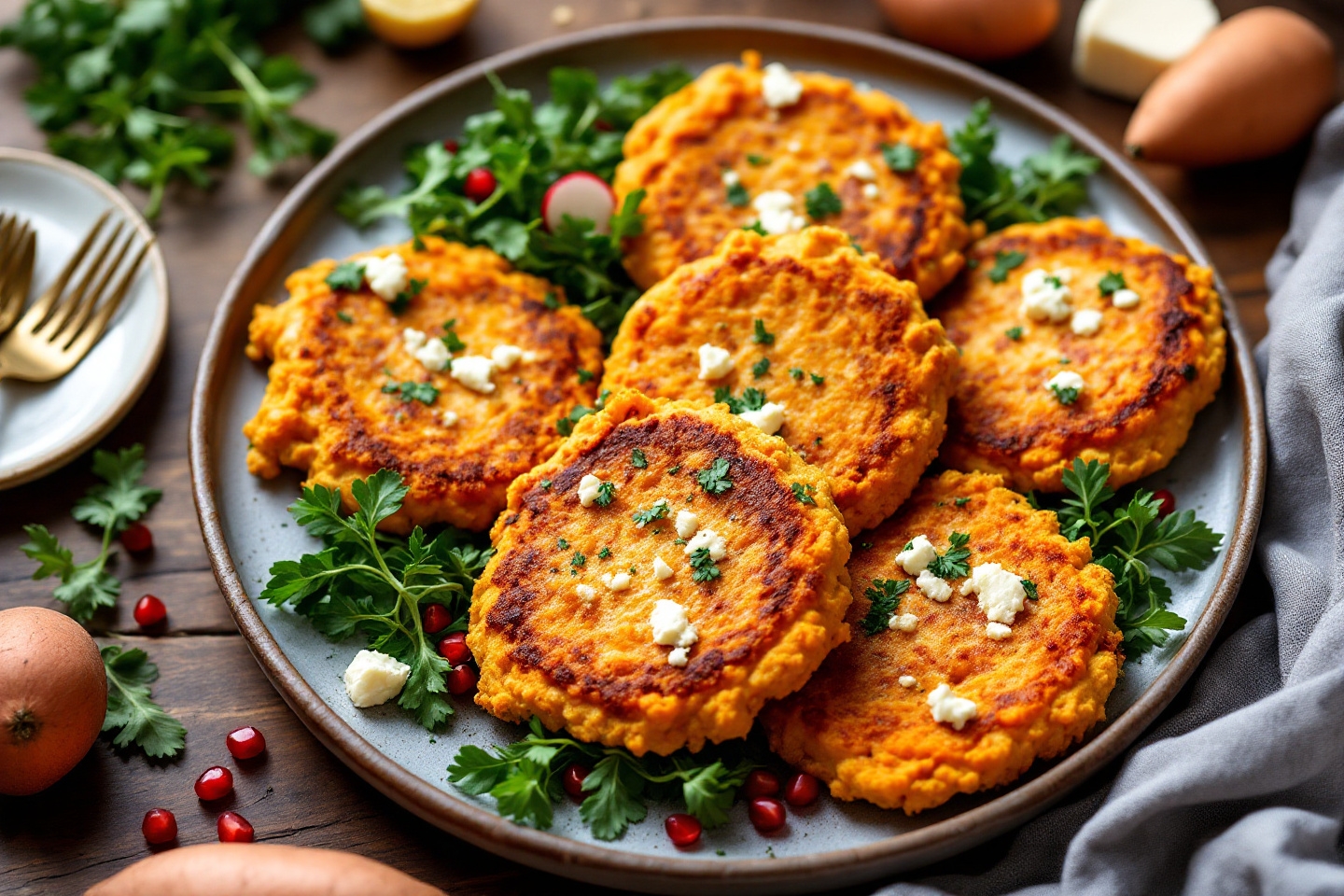 Ces galettes fondantes patate douce-feta deviennent votre recette chouchou pour les dîners doux d’automne