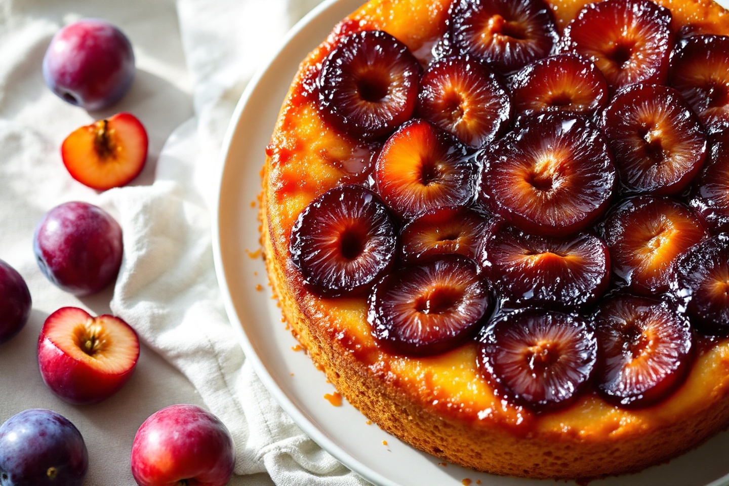 Goûter malin et réconfortant : le gâteau renversé aux prunes qui chouchoute les jeunes et futurs parents