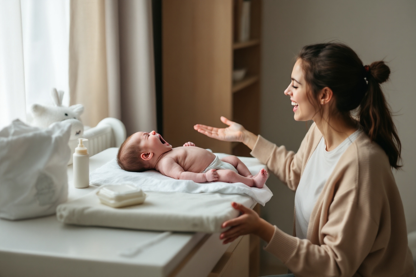 Comment réagir quand bébé hurle au moment du change ? Les solutions des experts et parents