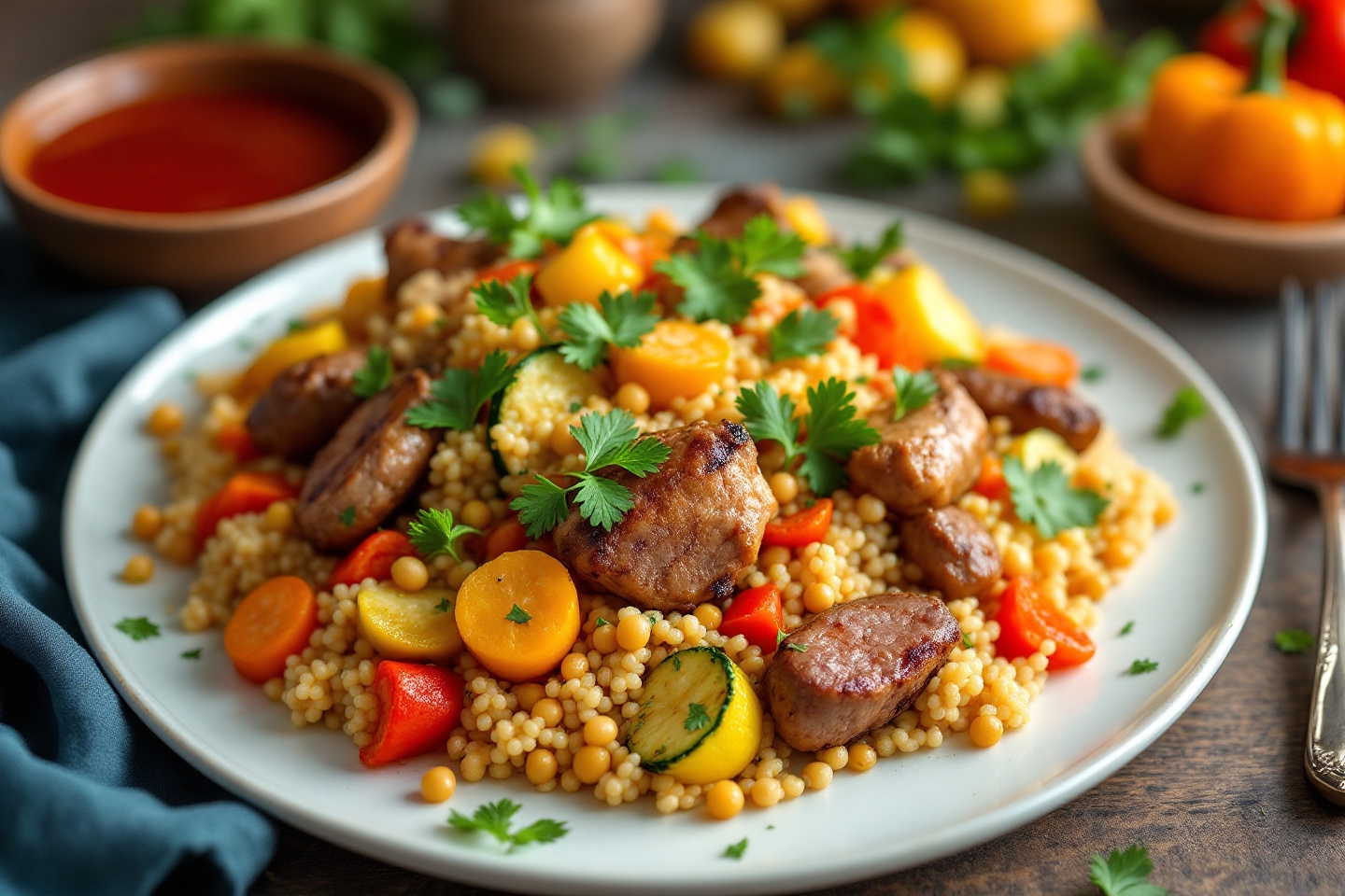 Du réconfort et des couleurs dans l’assiette avec ce couscous royal express, facile, mais sans compromis sur le goût !