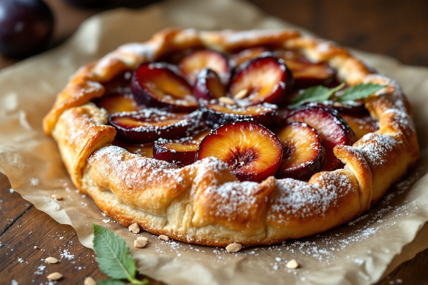 Vous cherchez un dessert d’automne inratable ? Cette tarte rustique aux prunes est là !