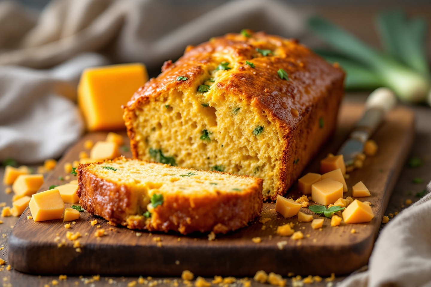 Moelleux, facile à faire et parfait à partager au dîner : voici le cake salé poireaux-cheddar !