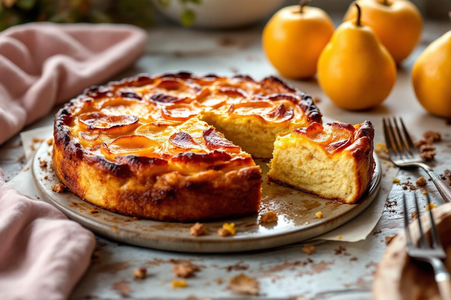 Ce clafoutis doré aux coings caramélisés va conquérir le coeur des petits et grands amateurs de douceurs d’automne !