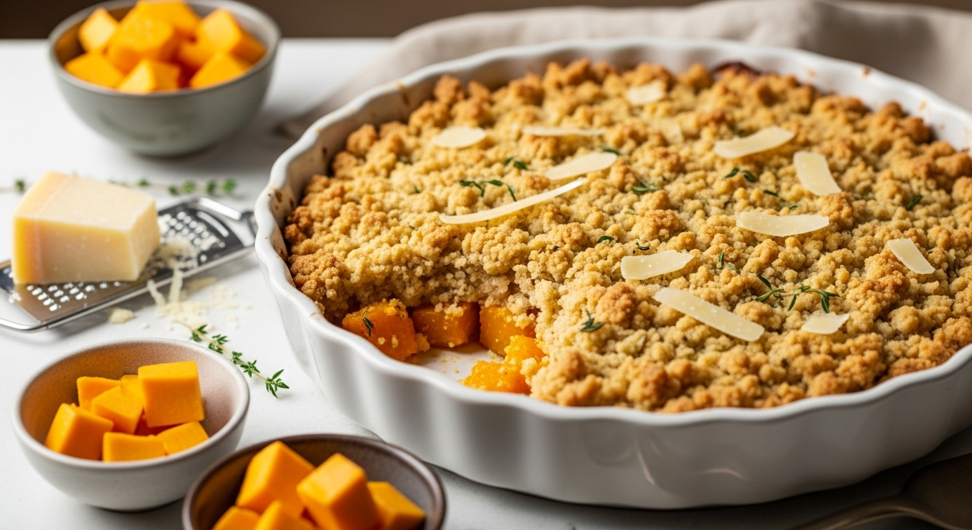 Vous pensiez connaître les crumbles ? Celui-ci au potiron et parmesan va vous faire oublier tous les autres !