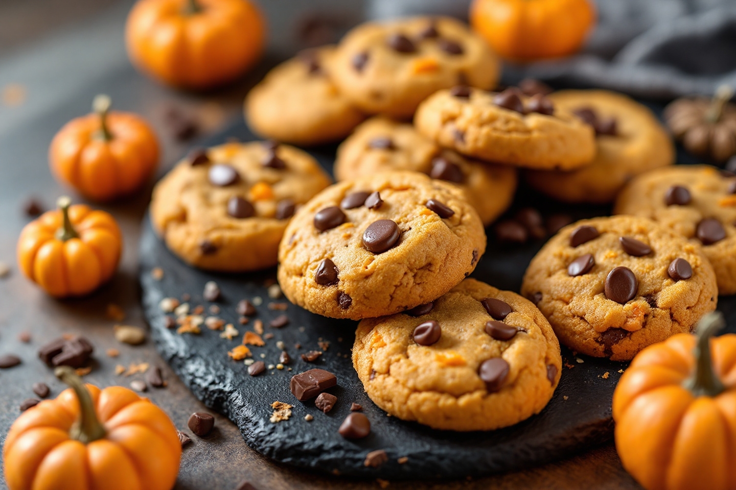Vous cherchez une recette d’Halloween simple ? Ces cookies dorés citrouille-choco vont faire un malheur