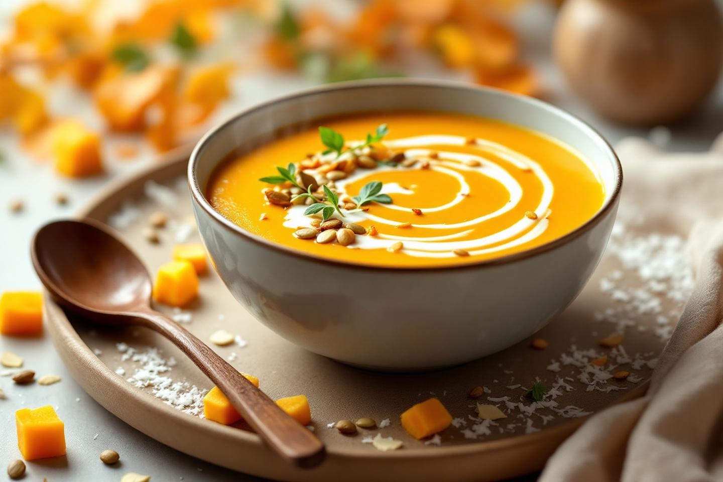 Un dîner tout doux et rapide pour les soirs d’automne : la soupe crémeuse butternut-coco qui fait fondre la famille