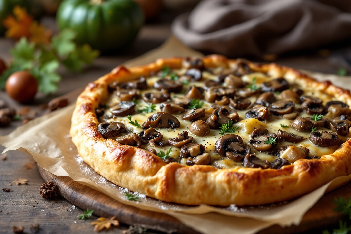 Une idée de dîner automnal rapide et délicieux : la tarte rustique aux champignons fondants et fromage affiné !