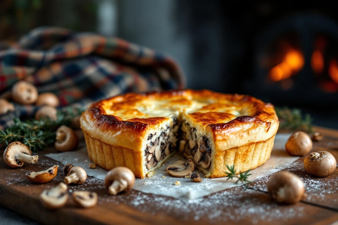 Cette tourte crémeuse et dorée aux champignons réconforte mieux qu’un plaid devant un feu de bois !
