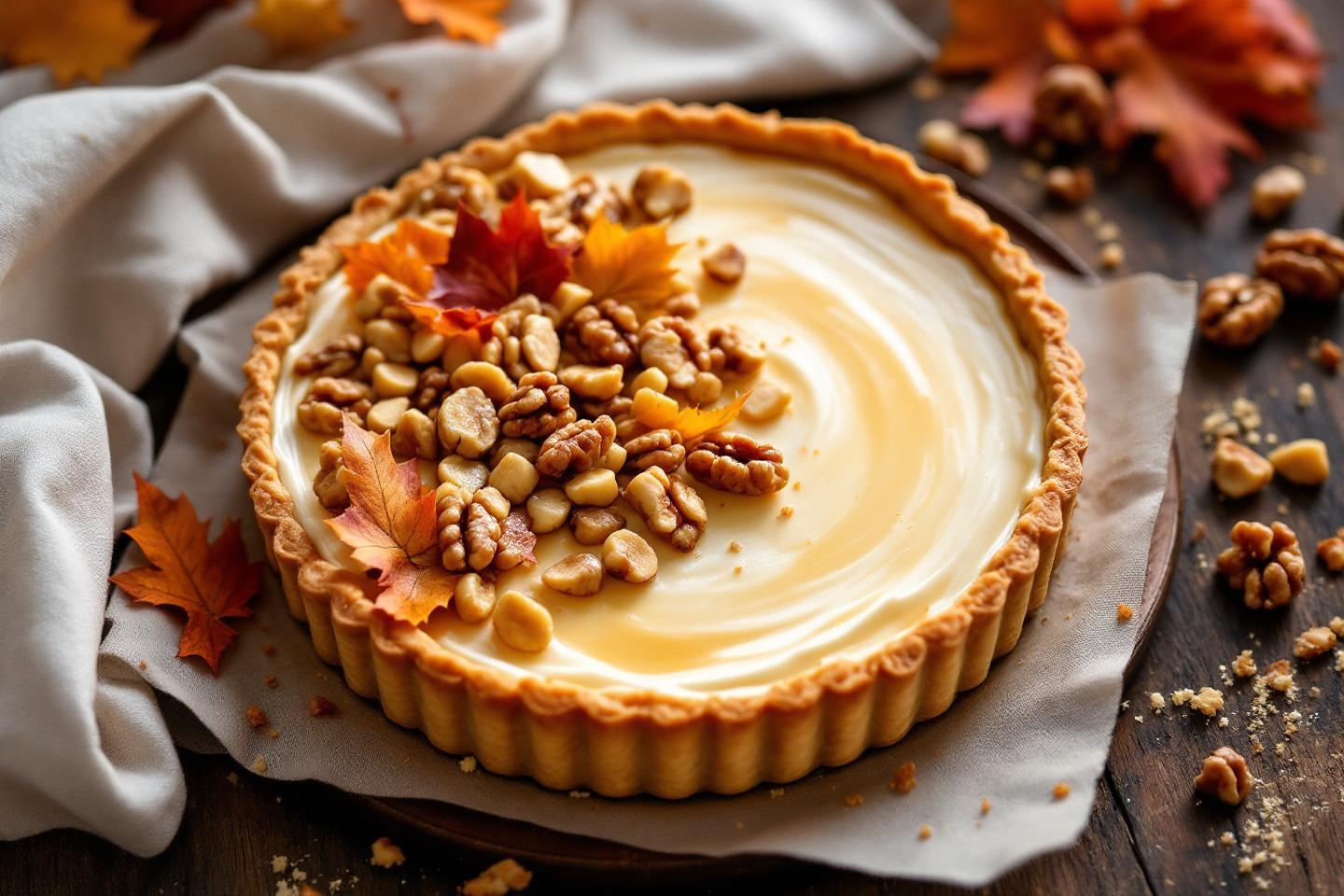 La tarte crémeuse aux marrons et noix : le dessert doudou qui réchauffe les goûters d’automne en famille