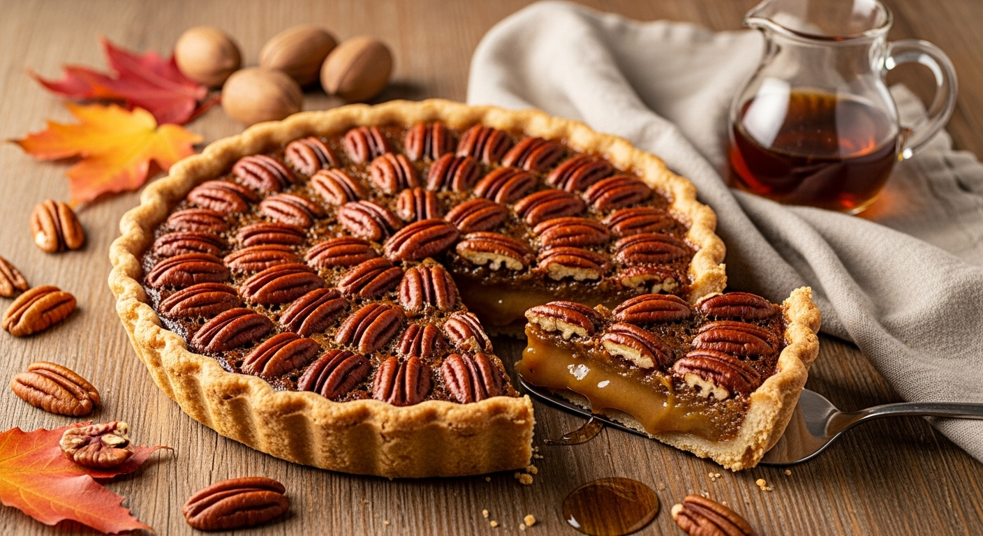 Un parfum de sirop d’érable et une texture fondante : succombez à la tarte aux noix de pécan facile !