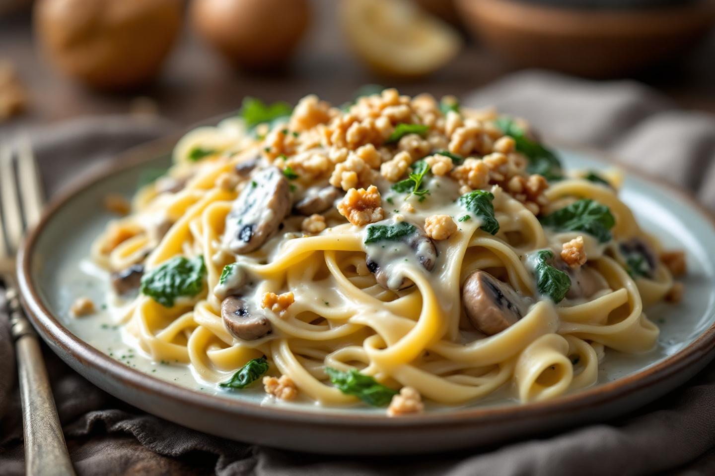 Le secret d’un plat tout doux : ces pâtes crémeuses aux champignons, épinards et gorgonzola prêts en 20 minutes pour régaler les familles pressées