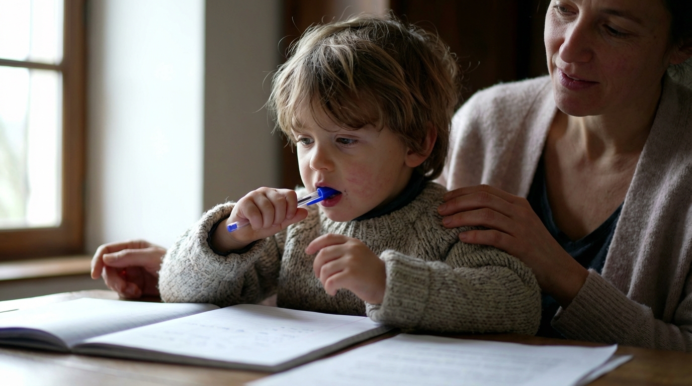 « Les manches, les stylos, les cols… rien n’y échappe » : Faut-il s’inquiéter quand un enfant mâchouille tout le temps ?