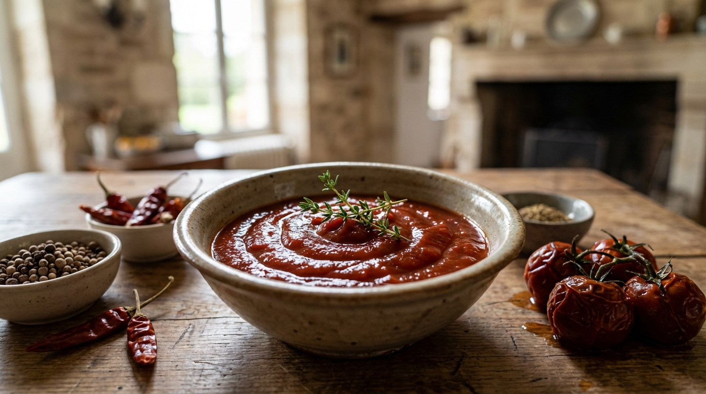 Sauce douce, parfum d’épices et tomates mijotées : le ketchup maison express qui rassure petits et grands cet hiver
