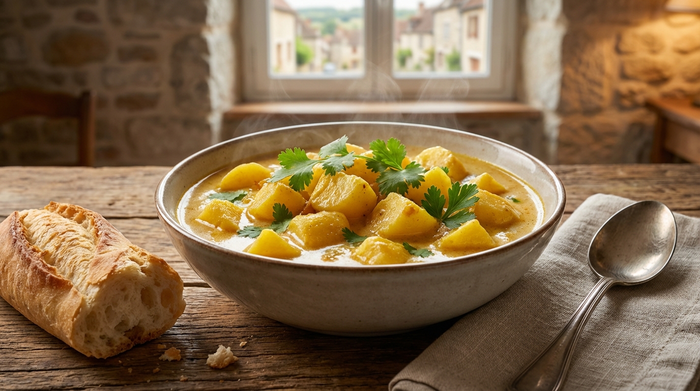 Besoin d’un repas chaud et rassasiant quand il fait froid ? Ce curry lacté et doré aux pommes de terre fait chavirer les papilles des familles en quête de réconfort sans se ruiner