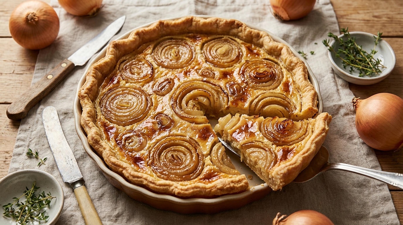 La tarte à l’oignon alsacienne, douceur dorée à partager : le réconfort anti-fatigue qui régale toute la famille