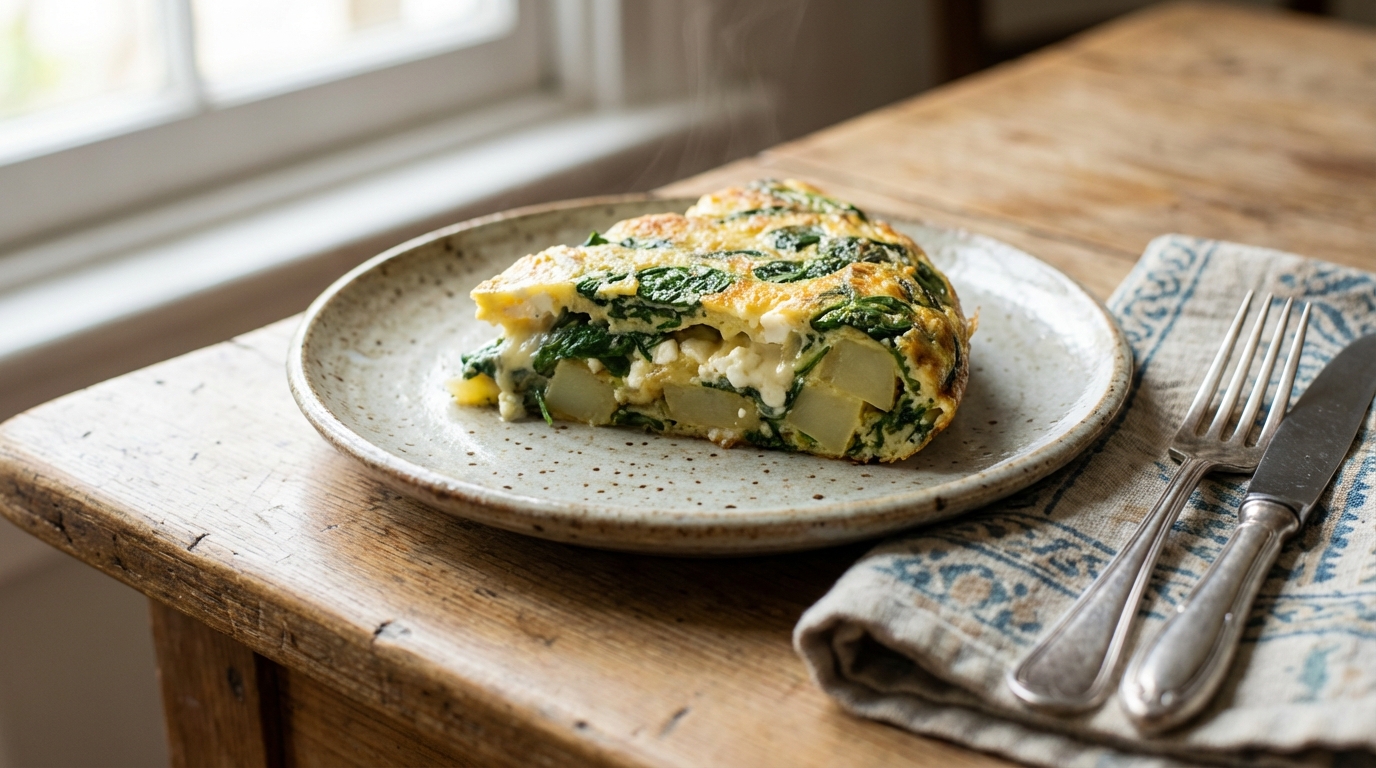 Cette délicieuse tortilla aux épinards et à la feta a remplacé toutes mes omelettes (prête en un quart d’heure chrono !)