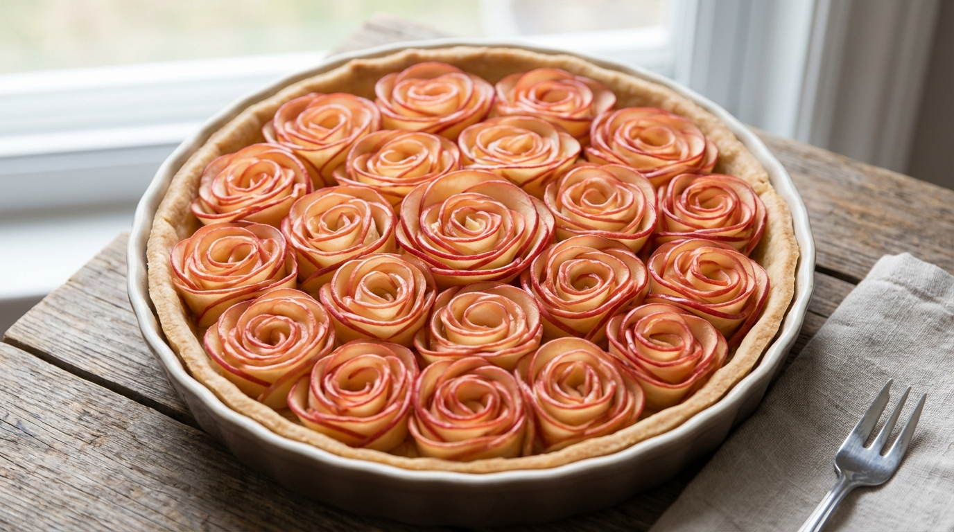 « Je n’achète plus de fleurs, je les cuisine » : cette tarte aux pommes fascine tous mes invités depuis février