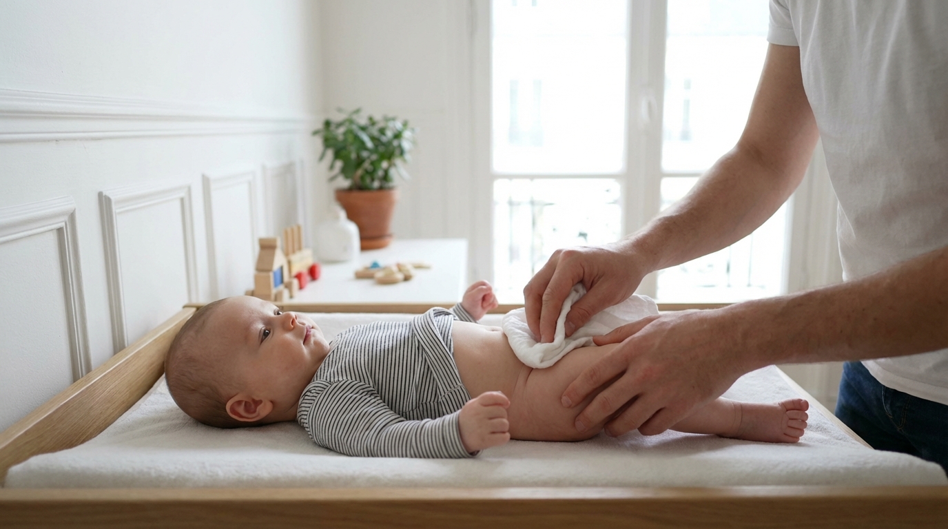 Cette erreur au moment du change provoque des rougeurs sur les fesses de bébé à chaque fois