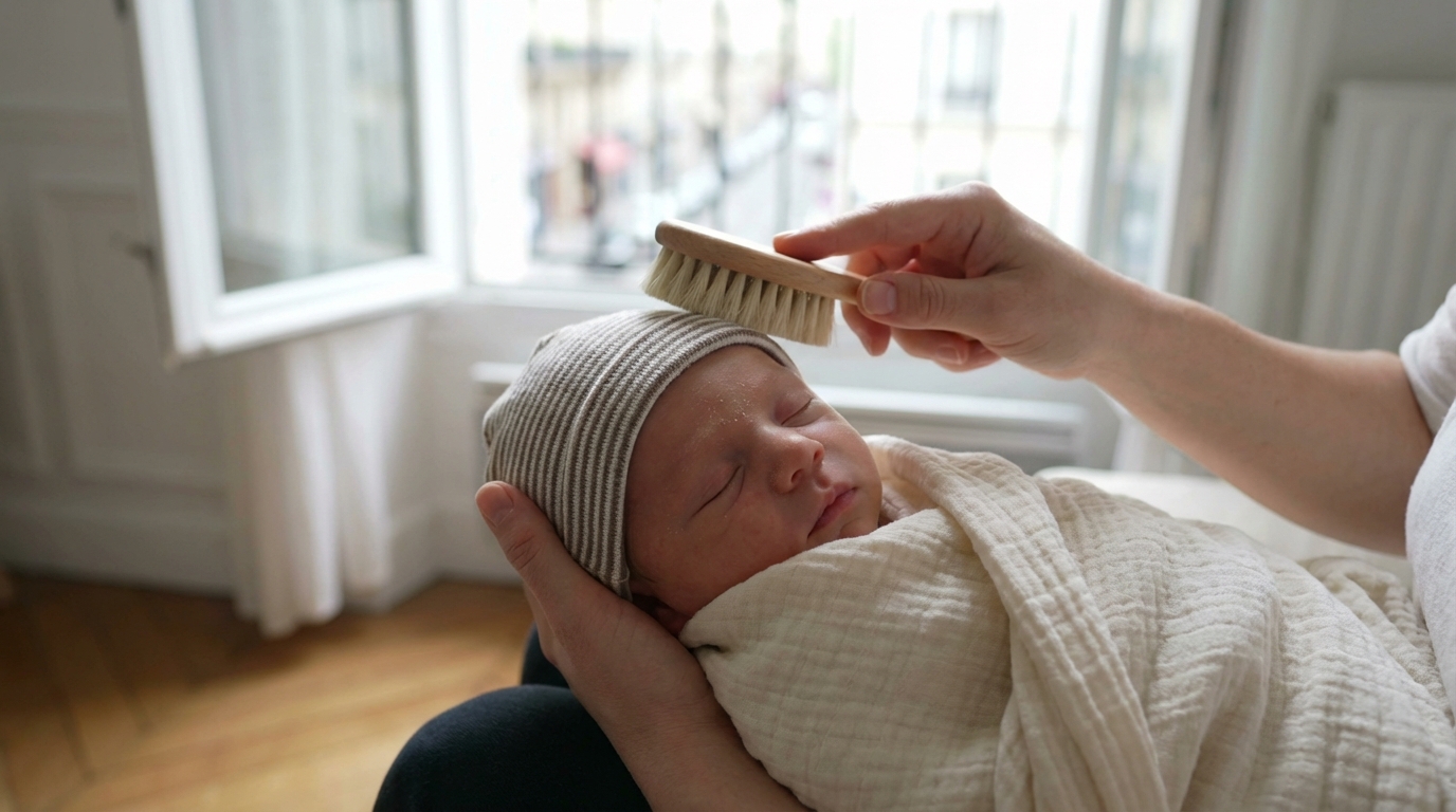 Fini les croûtes de lait : l’astuce des spécialistes pour les décoller en douceur sans irriter bébé