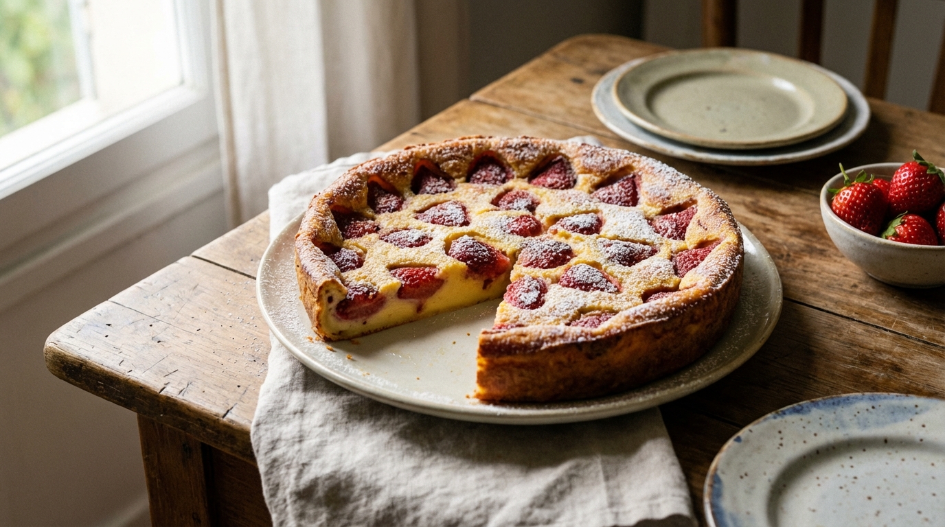 Mon clafoutis aux fraises d’avril a passé la nuit au frigo : au matin, la texture n’avait plus rien à voir