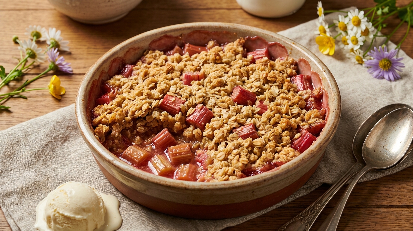 Pas de robot, pas de balance, juste le bout des doigts : ce crumble de rhubarbe a bluffé toute ma tablée