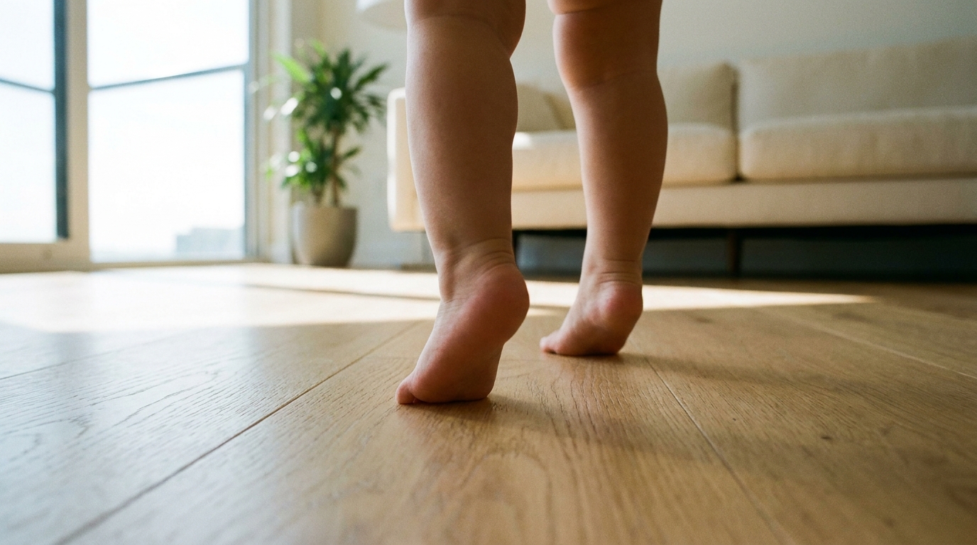 Votre bébé ne pose jamais les talons en marchant : pourquoi les neuropédiatres fixent une limite stricte à 2 ans