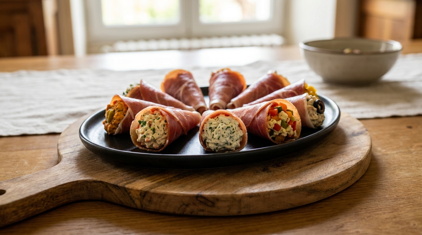 Cornets de jambon garnis en 5 minutes : c’est le mélange le plus simple qui rend mes invités incapables de s’arrêter à un seul