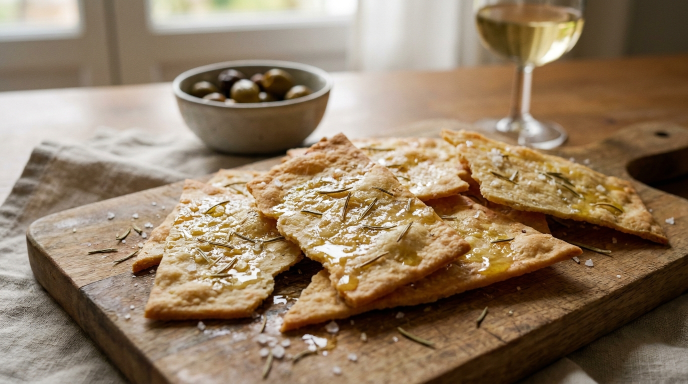 Crackers maison au romarin et fleur de sel : l’apéritif croustillant à grignoter ou à servir avec un dip