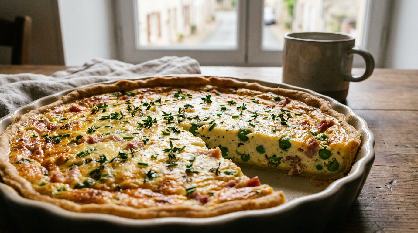 Enceinte et sans énergie le soir, cette quiche petits pois-lardons-ricotta m’a sauvée : tout se joue sur un aromate que personne ne met au bon endroit