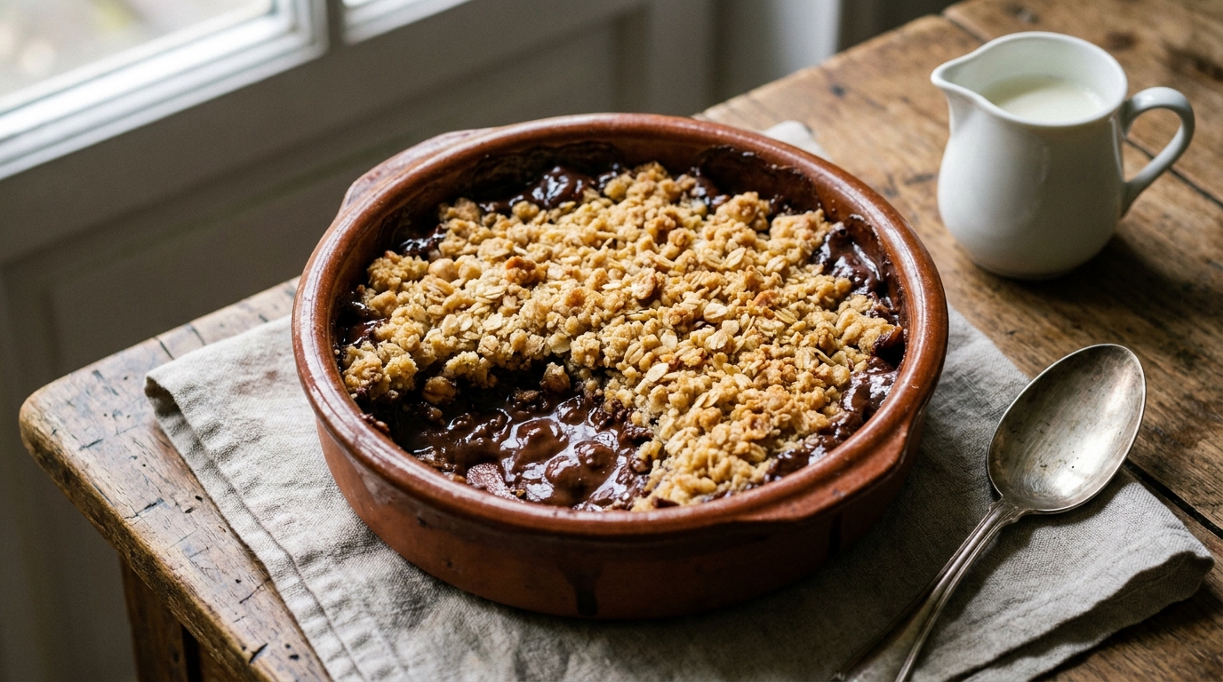 Épuisée après l’accouchement, je cherchais un dessert en 10 minutes : ce crumble au chocolat m’a bluffée