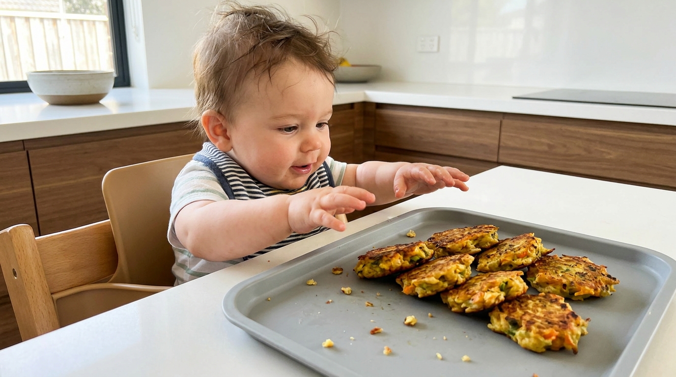 Mon bébé recrachait chaque cuillère de légumes : depuis que je les prépare sous cette forme dorée à la poêle, il tend les mains pour en avoir plus