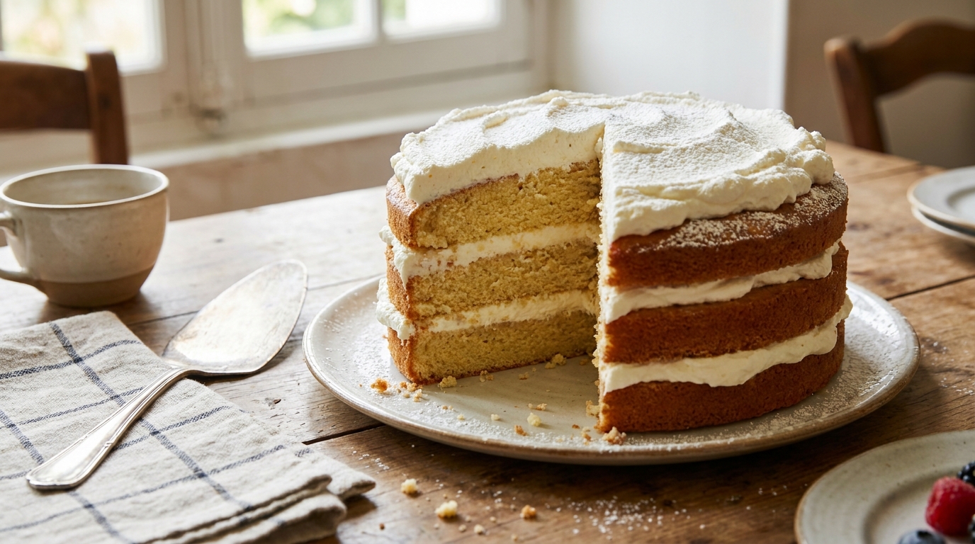 Pendant que bébé dormait, j’ai empilé trois étages de génoise et chantilly : en ouvrant le frigo, la texture était irréelle