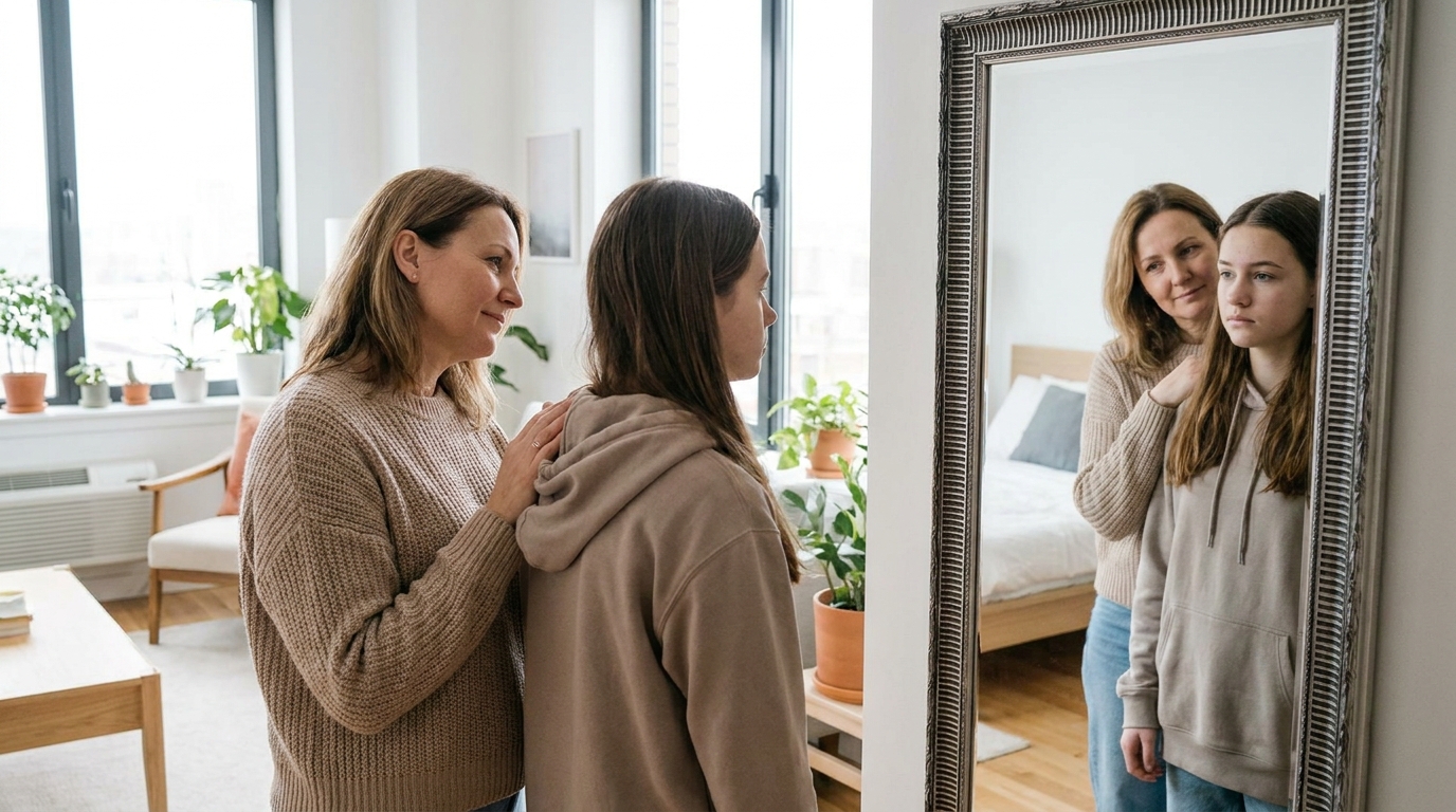 Votre ado passe du temps devant le miroir et vous trouvez ça normal : les pédopsychiatres y voient un signal bien différent