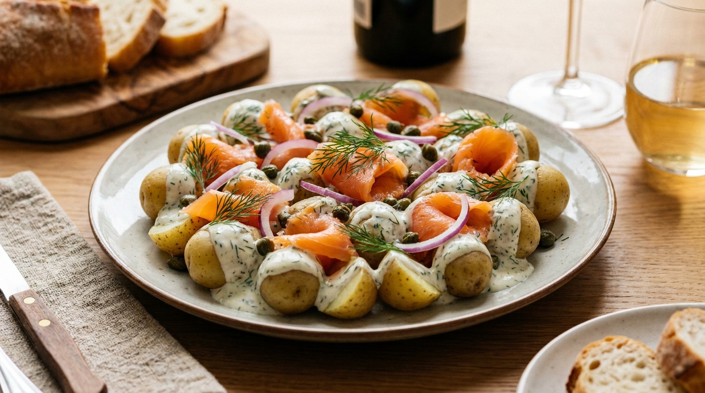 Enceinte de 7 mois, j&rsquo;ai improvisé une entrée froide avec des grenailles et du saumon fumé : personne n&rsquo;a compris comment c&rsquo;était aussi frais et aussi bon