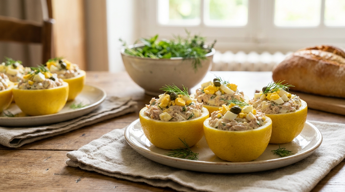 Enceinte et sans énergie pour cuisiner, j’ai évidé un citron, garni l’intérieur et posé le résultat sur la table : personne n’a cru que c’était l’entrée