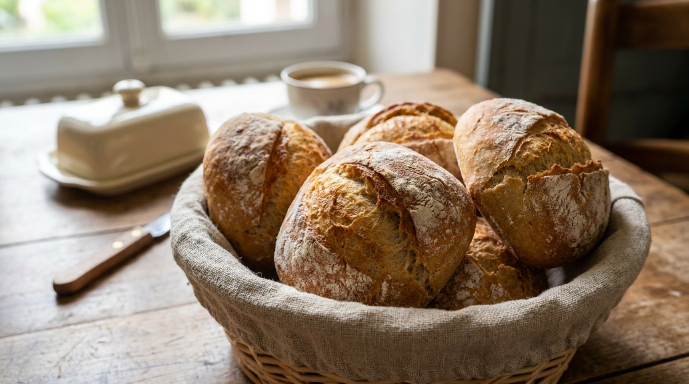 J&rsquo;ai déposé ces petits pains sur la table du petit-déjeuner et mon compagnon a cherché le ticket de caisse : il y a un geste dans la recette que personne ne devine