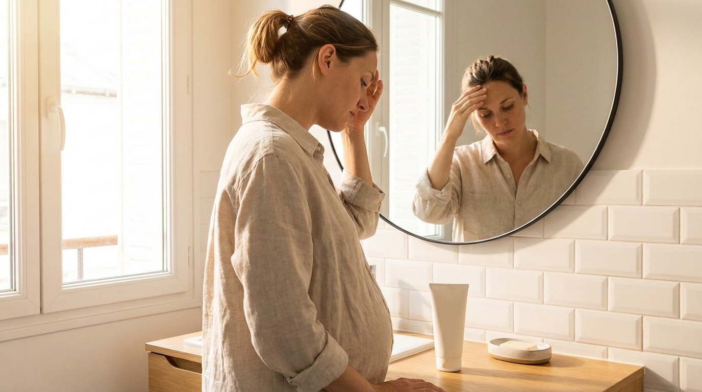 J&rsquo;ai mis la même crème solaire enceinte et pas enceinte pendant trois étés : le jour où ma sage-femme a vu mon front, elle m&rsquo;a posé une seule question