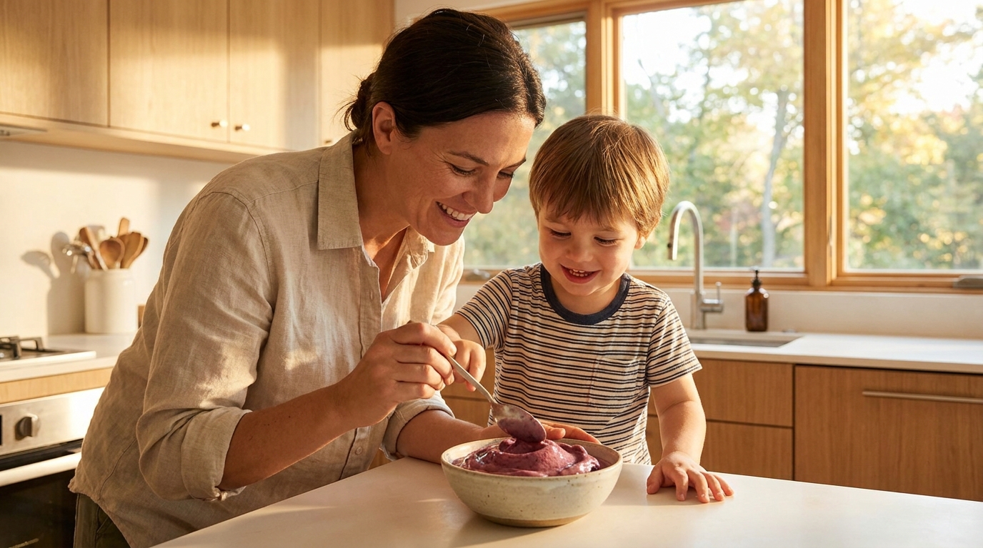 J&rsquo;ai mixé deux fruits congelés sans rien ajouter : mes enfants ont cru que c&rsquo;était une glace du glacier