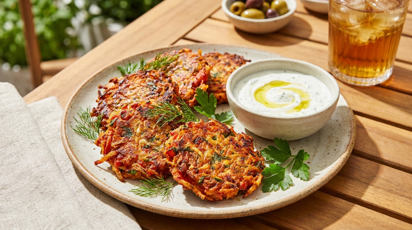 J&rsquo;ai posé ces petites galettes dorées sur la table d&rsquo;été avec une sauce blanche à côté : mes invités les ont finies avant de me demander ce qu&rsquo;il y avait dedans