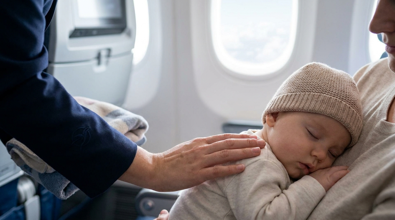J’appréhendais le premier vol en avion avec mon bébé : le jour où une hôtesse m’a glissé ce conseil à l’embarquement, tout a changé