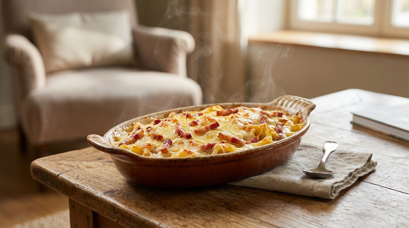 Quand ce plat est sorti du four doré et filant, personne à table ne savait nommer ces petites pâtes carrées : on l’a refait trois soirs de suite