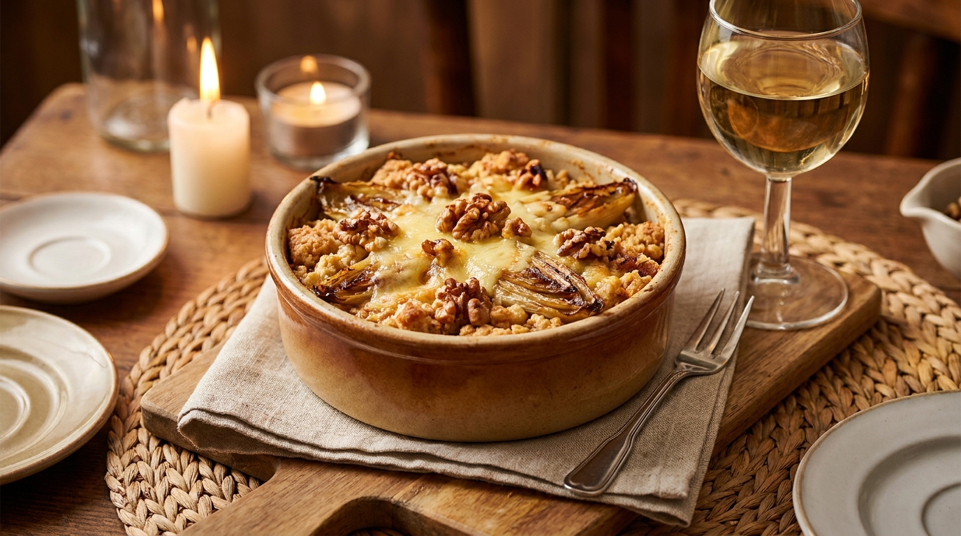 « Un crumble avec des endives, sérieusement ? » : quand la croûte dorée aux noix et au comté a craqué, plus personne n’a ri