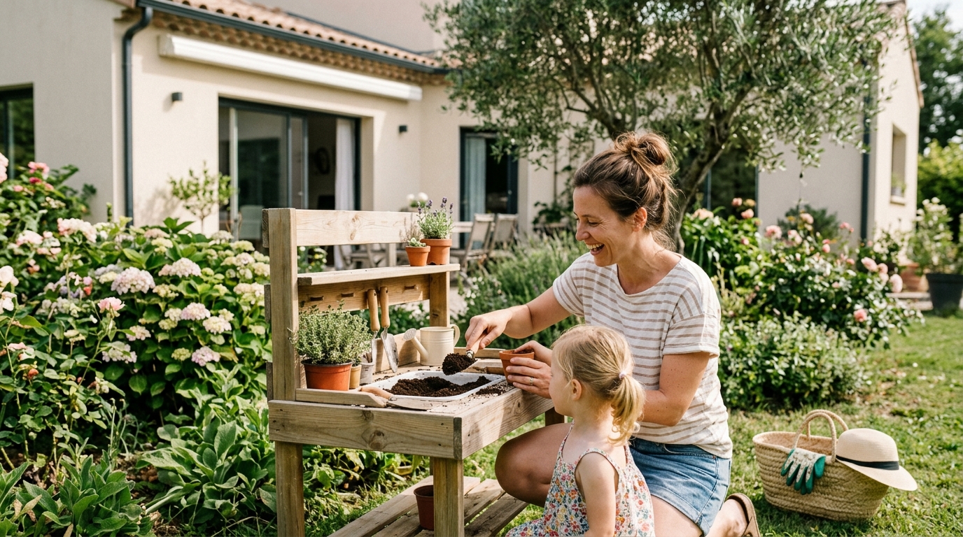 Fini la tablette au fond du jardin : en 2026, cette installation venue des jardins familiaux transforme les étés des enfants de 3 à 7 ans